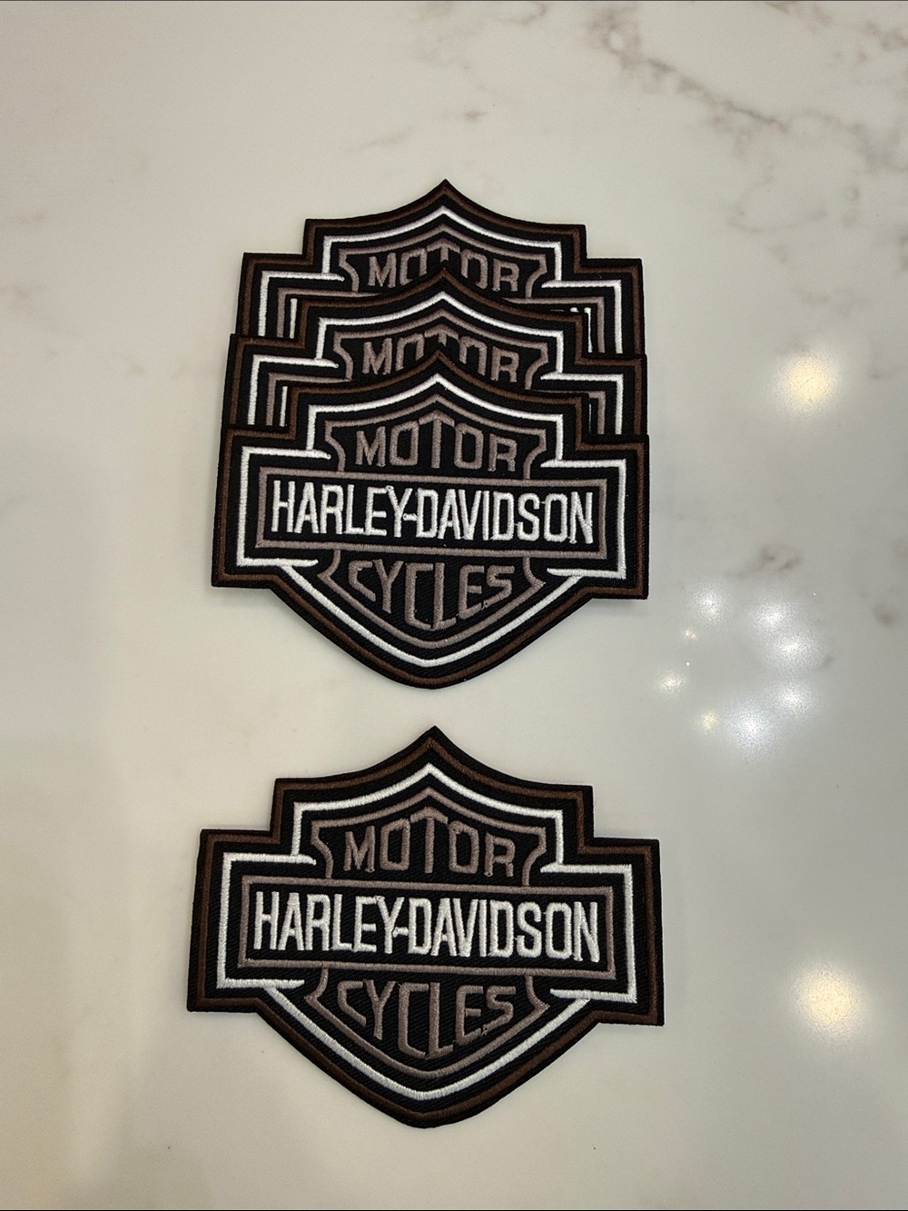 Hand Crafted Black and White Iron on  Shield Patches